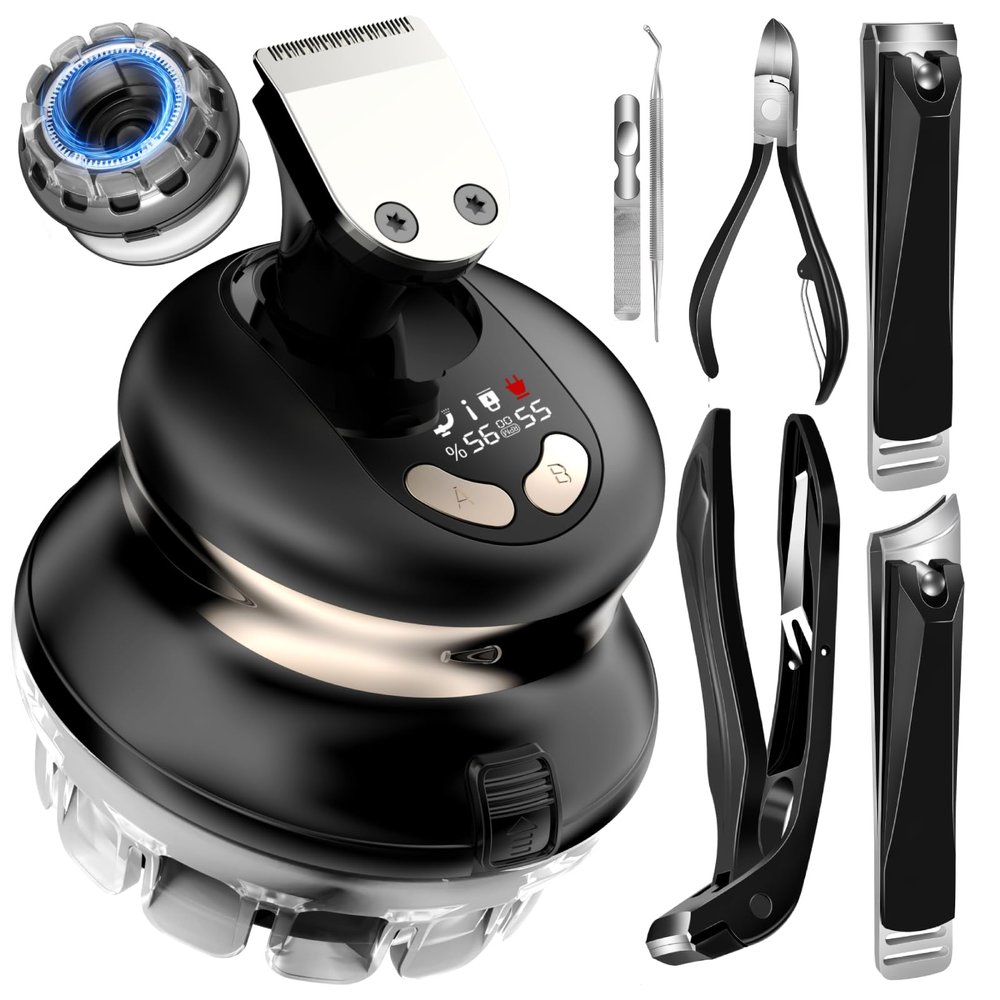 All-in-One Grooming & Care Kit for Men & Seniors  6-in-1 Nail Clippers Set + Self Haircut Trimmer Kit with LED Display, USB Rechargeable, Waterproof, Heavy Duty Wide Jaw Clippers for Thick Nails & DI