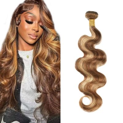 32 Inch P427 Highlight Blonde Human Hair Bundles Honey Blonde Body Wave Bundles Brazilian Virgin Brown Body Wave Bundle Human Hair Extensions 50 Gram Per Bundle