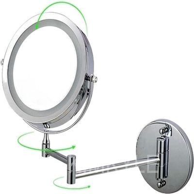 Makeup Mirror Shaving Mirror Wall Mounted Bathroom Mirrors Makeup Vanity Magnifying Round LED Dimming Mirror 5X 7 Inch Two Sided