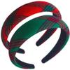Jeorywoet 2Pcs Plaid Headband for Women, Red & Green Christmas Fabric Free Size Checkered Headband for Christmas Season Gifts view 1