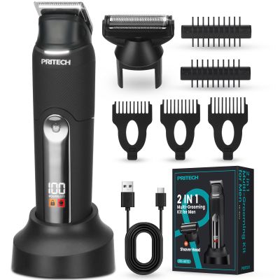 PRITECH Electric Body Hair Trimmer, Waterproof Electric Razor Men Trimmer