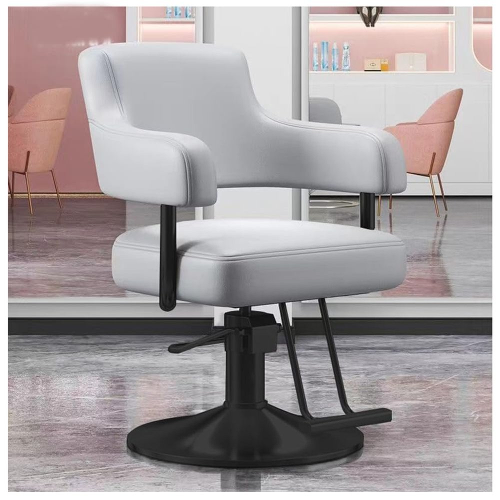 Barber Salon Chair, Extra Wide Hair Styling Chair with Heavy Duty Hydraulic Pump, 360 Swivel Height Adjustable Braiding Design,Beauty Salon,Gray,C