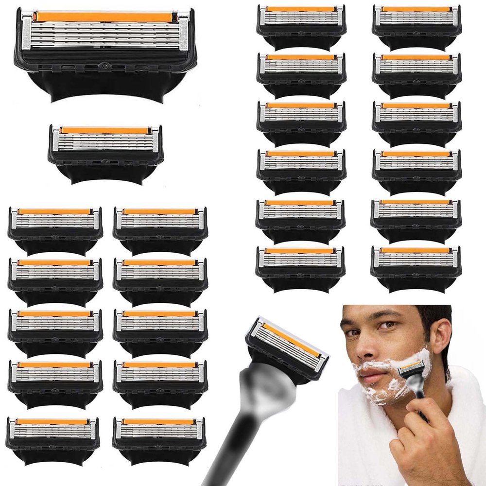 24 Count 5 Blades Refills, Razor Blades for Men, 5 Bladed Refill Blades, 5 Razors, for a More Comfortable Shave, 5 Blades for Men Replacement