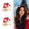 2Pcs Christmas Hair Clips Mini Christmas Hat Hair Clips with White Snowflake Cute Alligator Clips Hair Accessories Xmas Winter Claw Clip for Women Xmas Holiday Party Supplies and New Year Gifting view 1