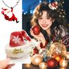 2Pcs Christmas Hair Clips Mini Christmas Hat Hair Clips with White Snowflake Cute Alligator Clips Hair Accessories Xmas Winter Claw Clip for Women Xmas Holiday Party Supplies and New Year Gifting view 2