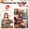 2Pcs Christmas Hair Clips Mini Christmas Hat Hair Clips with White Snowflake Cute Alligator Clips Hair Accessories Xmas Winter Claw Clip for Women Xmas Holiday Party Supplies and New Year Gifting view 3
