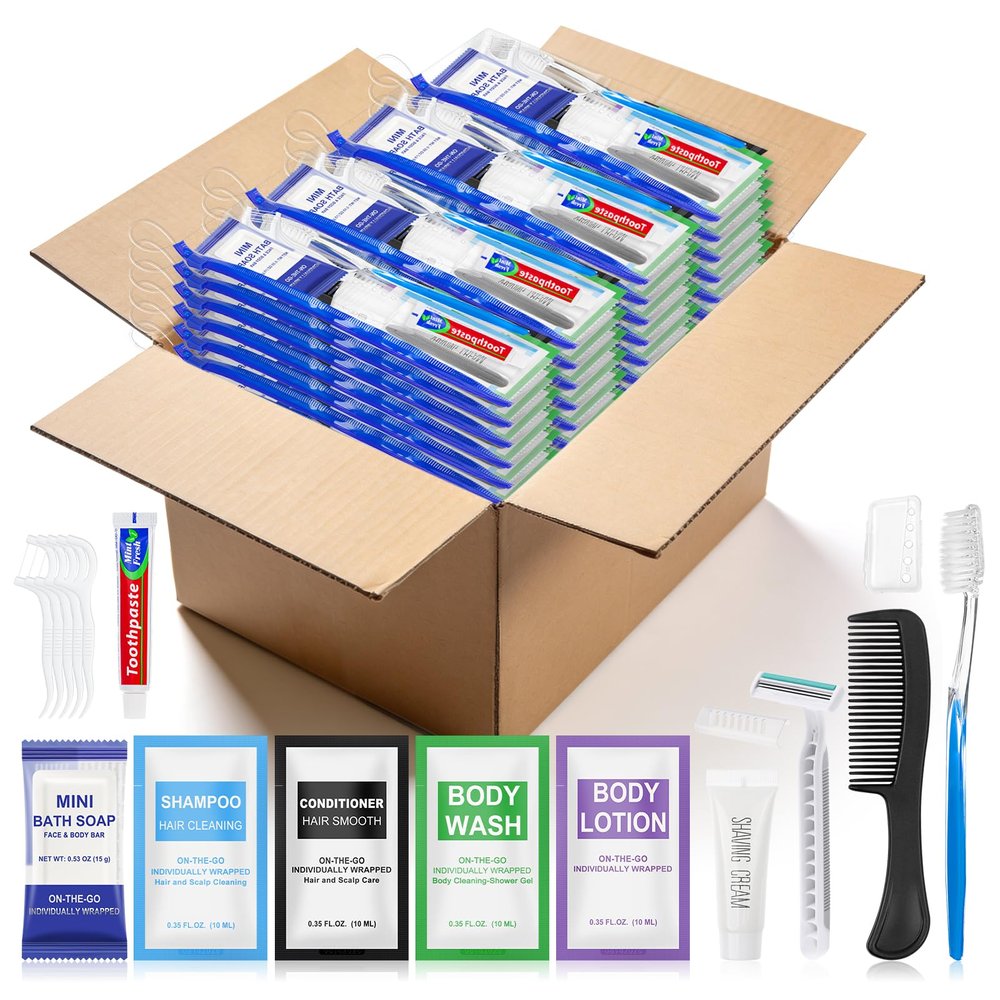 Xuezoioy Personal Hygiene Kit Bulk Pack of 100,Blue 13-IN-1 Travel Size