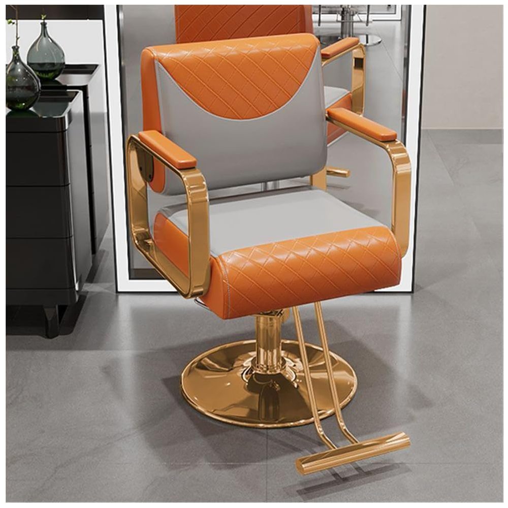 Barber Chair Hair Salon Chair with Heavy Duty Hydraulic Pump,Stainless Steel Footrest,Styling Chair for Beauty Spa Hairdressing Braiding,Orange,D