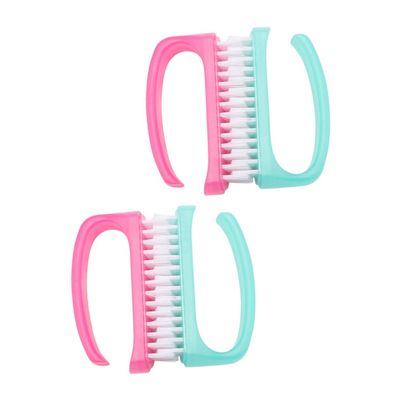 DECHOUS 4Pcs Nail Art Manicure Brushes with Ergonomic Handle for Fingernail Cleaning Material Comfortable Grip Practical Home Nail Care Tool Random Color