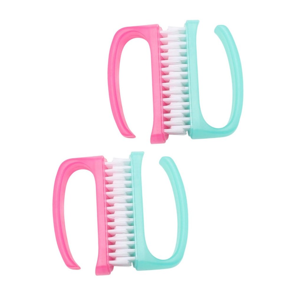 DECHOUS 4Pcs Nail Art Manicure Brushes with Ergonomic Handle for Fingernail Cleaning Material Comfortable Grip Practical Home Nail Care Tool Random Color