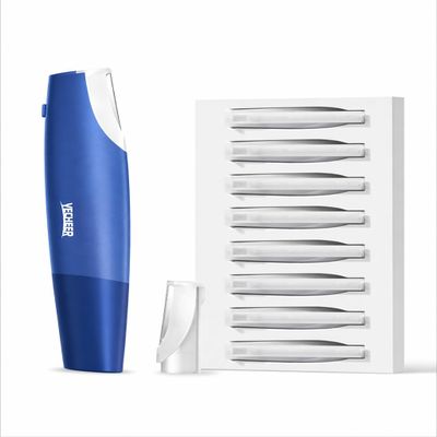 YeCheer Sonic Dermaplaning Tool for Women Face: Peach Fuzz & Dead Skin Painless Remover w/LED Light - 3-Speed Facial Dermaplaning Razor Set - 8 PCS Dermablades - Blue