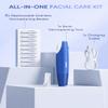 YeCheer Sonic Dermaplaning Tool for Women Face: Peach Fuzz & Dead Skin Painless Remover w/LED Light - 3-Speed Facial Dermaplaning Razor Set - 8 PCS Dermablades - Blue view 3