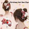 1Pcs Christmas Hair Bow Clips for Women Xmas Winter Claw Clips with Plush Bow Tassel Design New Year Hair Accessories for Thick Thin Long Hair, Cute Claw Clips Holiday Non-Slip Shark Clips view 2