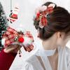 1Pcs Christmas Hair Bow Clips for Women Xmas Winter Claw Clips with Plush Bow Tassel Design New Year Hair Accessories for Thick Thin Long Hair, Cute Claw Clips Holiday Non-Slip Shark Clips view 3