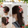1Pcs Christmas Hair Bow Clips for Women Xmas Winter Claw Clips with Plush Bow Tassel Design New Year Hair Accessories for Thick Thin Long Hair, Cute Claw Clips Holiday Non-Slip Shark Clips view 4