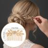 6pcs Leaf Hair Side Combs Gold Rhinestone Hair Comb Clips French Twist Hairs Slide Comb with Teeth Wedding Headpiece for Women Bride Bridesmaid Christmas Party Prom Dance Accessories view 2