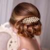 6pcs Leaf Hair Side Combs Gold Rhinestone Hair Comb Clips French Twist Hairs Slide Comb with Teeth Wedding Headpiece for Women Bride Bridesmaid Christmas Party Prom Dance Accessories view 4