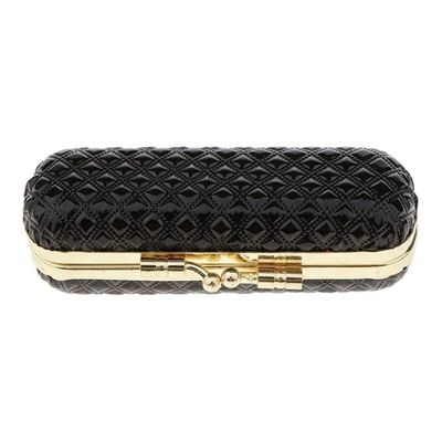 BEAHING Lipstick Bag Diamond Texture Lipstick Case with Mirror Portable Holder Exquisite Glossy 3.9x1.3x1in Iron Clip Lip Gloss Holder for Women