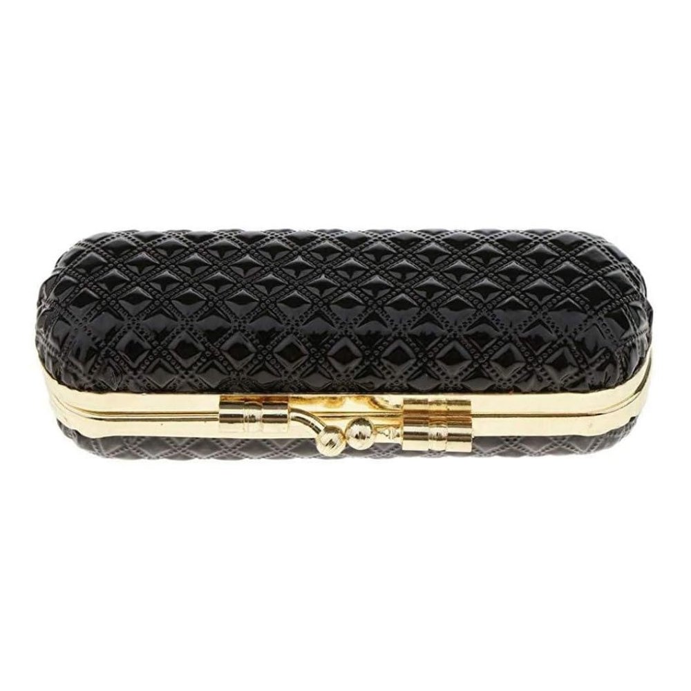 BEAHING Lipstick Bag Diamond Texture Lipstick Case with Mirror Portable Holder Exquisite Glossy 3.9x1.3x1in Iron Clip Lip Gloss Holder for Women
