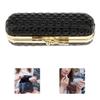 BEAHING Lipstick Bag Diamond Texture Lipstick Case with Mirror Portable Holder Exquisite Glossy 3.9x1.3x1in Iron Clip Lip Gloss Holder for Women view 3