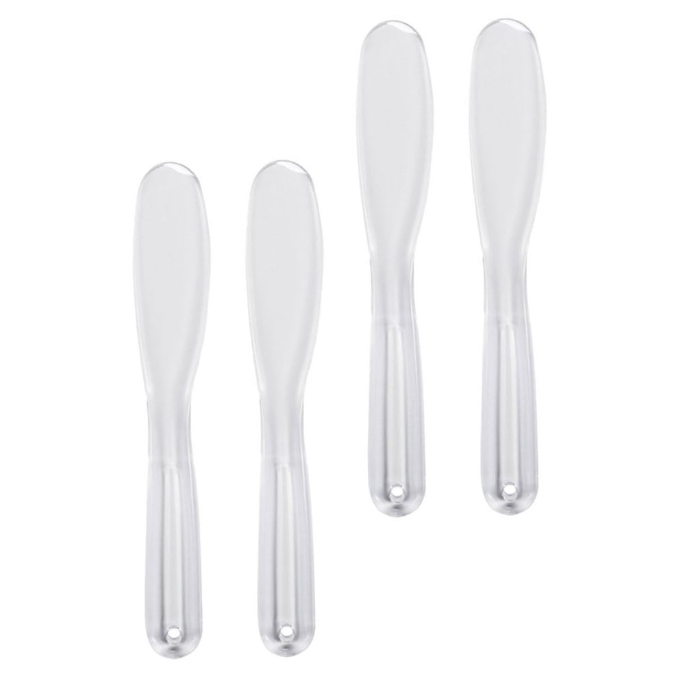 VALICLUD 4pcs Facial Mask Mixing Spoons Thick Transparent Cosmetic Spatulas for Even Application Reusable Skin Care Applicator Sticks for Creams Serums
