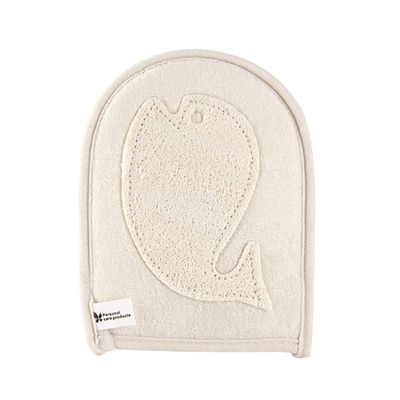 LALADEFIEE Natural Loofah Bath Glove Exfoliating Scrubber with Thumb for Body Shower and Sauna Stretchy Easy to Wash and Quick Dry Bath Mitt for Men Women