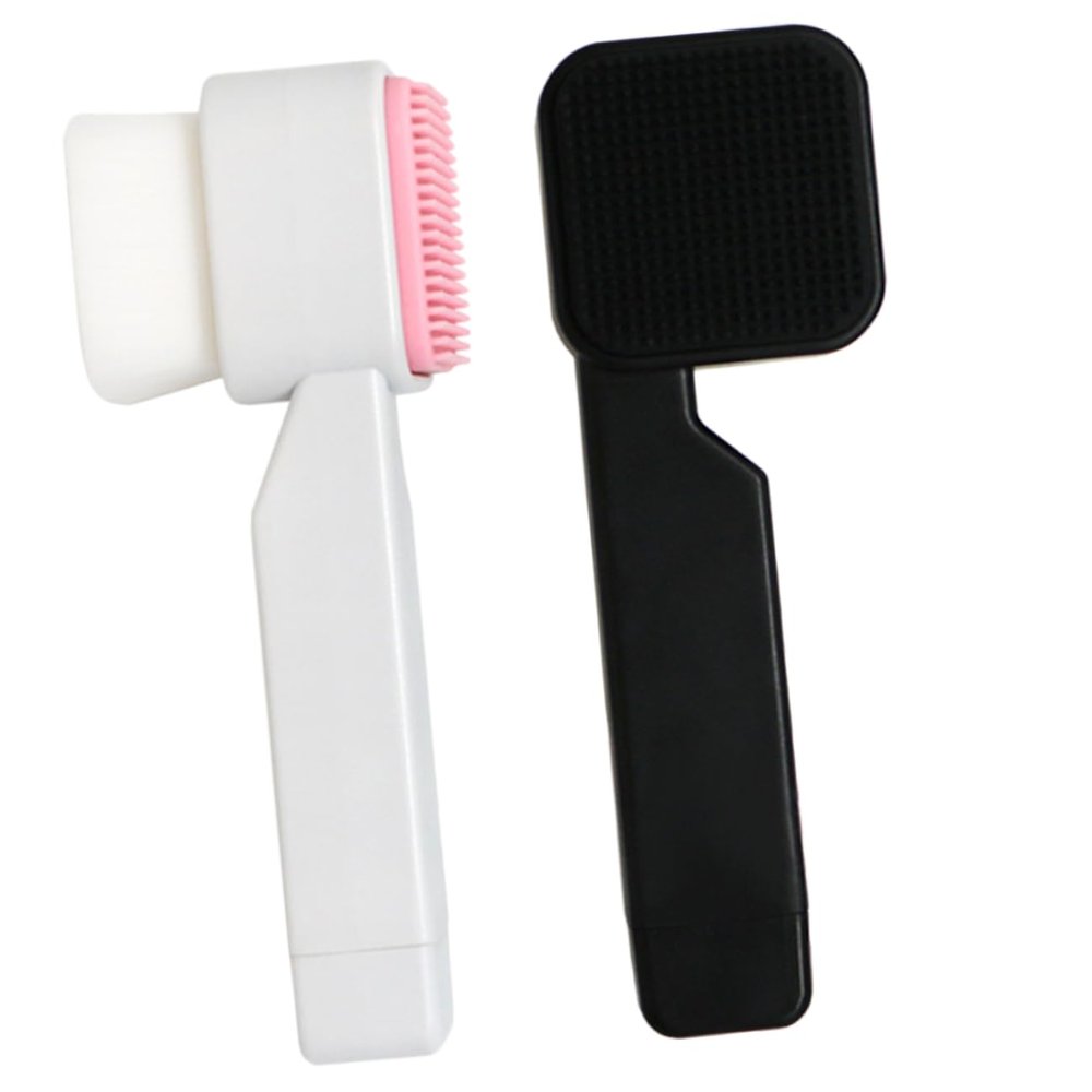 NIYANGLE 2Pcs Double-Sided Facial Scrubber Brush for Deep Cleansing and Gentle Exfoliation Soft Silicone Face Cleansing Brush for Blackhead Removal and Facial Massage Portable and