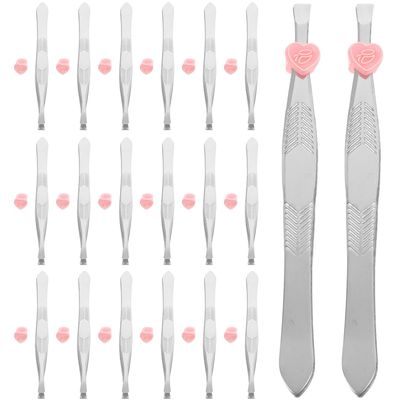 Abaodam 24pcs Stainless Steel Eyebrow Tweezers for Women Flat and Slanted Tips Precision Hair Removal Tools Multipurpose Beauty Grooming Accessories for Facial Hair and Eyelash Application