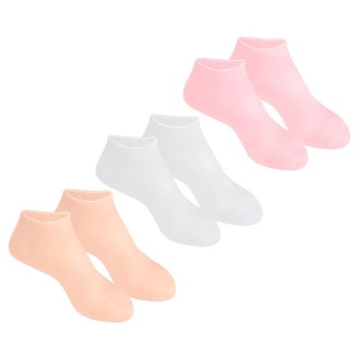 NIYANGLE 3Pairs Moisturizing Socks for Women Hydrating Foot Covers for Dry Cracked Heels Breathable Lightweight Foot Protective Socks for Intensive Skin Softening and Callus Care XL White