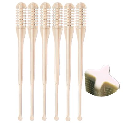 6PCS 2 IN 1 Nose Hair Trimmer Nasal Cutter Remover Removal Women Men Ear Manual Nostril Sightfelt Razor Shaver Double Sided Knife Disposable Rotating Stick 360 Head Trim Razors Blade Stick (Beige,6PC)