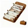 4-in-1 Detachable Roll Up Travel Makeup Bag for Women, Large Capacity Waterproof Cosmetic Organizer with 4 Clear Pouches & Hanging HookWaterproof leather material (brown) view 1