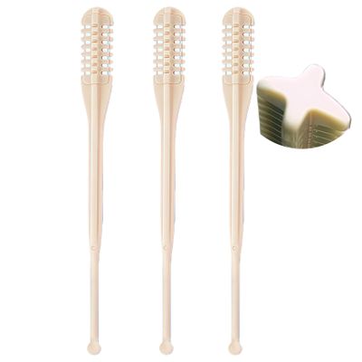3PCS 2 IN 1 Nose Hair Trimmer Nasal Cutter Remover Removal Women Men Ear Manual Nostril Sightfelt Razor Shaver Double Sided Knife Disposable Rotating Stick 360 Head Trim Razors Blade Stick (Beige,3PC)