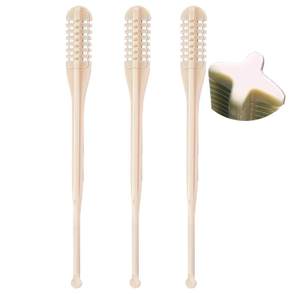 3PCS 2 IN 1 Nose Hair Trimmer Nasal Cutter Remover Removal Women Men Ear Manual Nostril Sightfelt Razor Shaver Double Sided Knife Disposable Rotating Stick 360 Head Trim Razors Blade Stick (Beige,3PC)