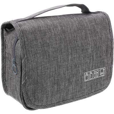 Alipis Large Capacity Hanging Toiletry Bag with Inner Hook Portable Travel Cosmetic Organizer for Men and Women Multipurpose Storage Pouch with Comfortable Handle Grey Simple Wash Bag for