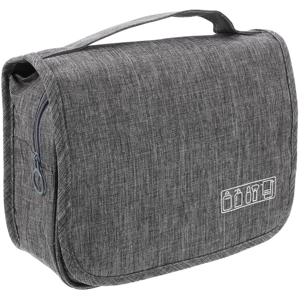 Alipis Large Capacity Hanging Toiletry Bag with Inner Hook Portable Travel Cosmetic Organizer for Men and Women Multipurpose Storage Pouch with Comfortable Handle Grey Simple Wash Bag for