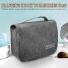 Alipis Large Capacity Hanging Toiletry Bag with Inner Hook Portable Travel Cosmetic Organizer for Men and Women Multipurpose Storage Pouch with Comfortable Handle Grey Simple Wash Bag for view 3