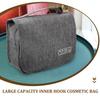 Alipis Large Capacity Hanging Toiletry Bag with Inner Hook Portable Travel Cosmetic Organizer for Men and Women Multipurpose Storage Pouch with Comfortable Handle Grey Simple Wash Bag for view 4
