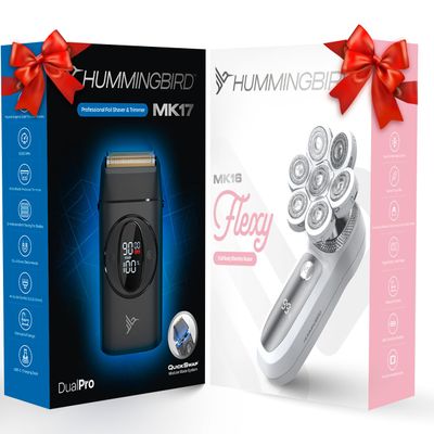 HUMMINGBIRD His & Hers Bundle Includes MK16 Flexy Cordless Electric Leg Shaver Kit & MK17 DualPro Foil Shaver & Beard Trimmer Kit