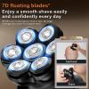 7D Head Shaver for Bald Men + 6-Piece Nail Clipper Set, Waterproof Electric Bald Razor Grooming Kit with LED Display, USB Rechargeable Self Haircut & Nail Care Bundle for Men view 3