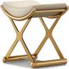 IPHR Luxury Modern Vanity Stool with Gold X-Frame Metal Legs, Cream Leather Ottoman Bench Seat for Bathroom, Living Room, Makeup, 17.72 x 14.96 inches (Gold) view 1