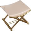IPHR Luxury Modern Vanity Stool with Gold X-Frame Metal Legs, Cream Leather Ottoman Bench Seat for Bathroom, Living Room, Makeup, 17.72 x 14.96 inches (Gold) view 4