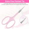 CGBE Manicure Scissors, Extra Fine Eyebrow Scissors for Grooming, Curved Blade Nail Scissors Precise Pointed Tip Grooming Kit for Eyebrow, Eyelash, Trim Nail and Dry Skin, Pink view 2