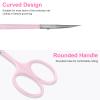 CGBE Manicure Scissors, Extra Fine Eyebrow Scissors for Grooming, Curved Blade Nail Scissors Precise Pointed Tip Grooming Kit for Eyebrow, Eyelash, Trim Nail and Dry Skin, Pink view 3