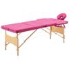 CUMYZO Premium Pink Massage Table 3 Zones - Foldable & Portable - Adjustable Wooden Spa Bed with Durable Faux Leather,110188,Pink view 1