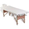 CUMYZO Portable Massage Therapy Table with Wooden Frame, Foldable and Adjustable 4-Zone Cream White Massage Bed with Carrying Bag,110096,White view 2