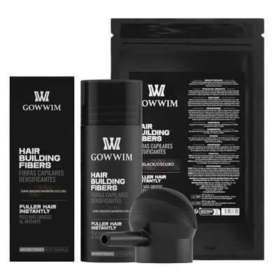 Gowwim Hair Fibers for Thinning Hair, Instant Volumizing & Thickening for Loss Bald Spot and Grey Coverage Touch up Natural Waterproof Filler Building Fibers