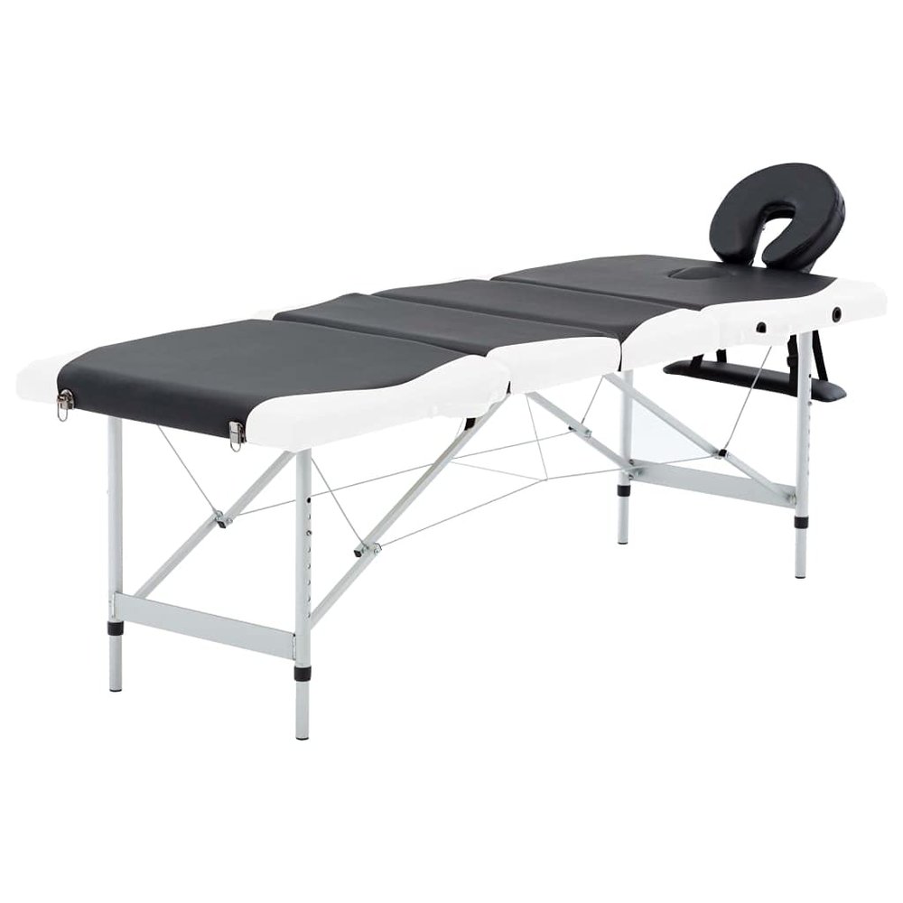 CUMYZO Black and White 4-Zone Portable Massage Table with Aluminum Frame and Adjustable Height,110244,Black