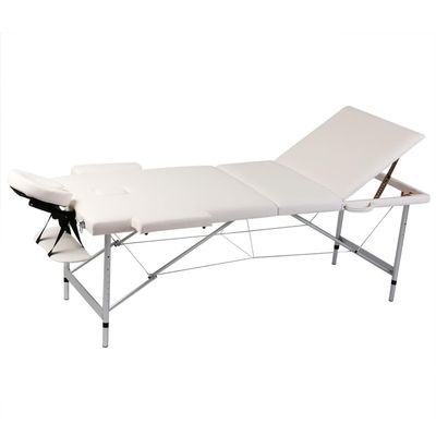 CUMYZO Adjustable Cream White Massage Table, 3 Zones, Aluminum Frame, Portable with Carrying Bag,110089,White