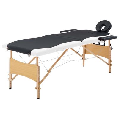 CUMYZO Professional Foldable Massage Table 2 Zones with Adjustable Height and Arm Supports - Black and White,110204,Black