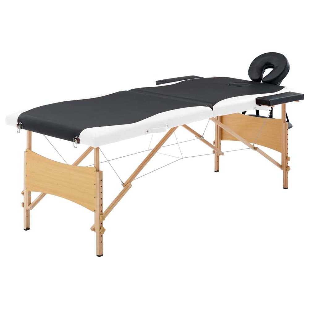 CUMYZO Professional Foldable Massage Table 2 Zones with Adjustable Height and Arm Supports - Black and White,110204,Black